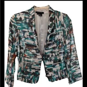 Etcetera Blazer Colorful Sequin Art To Wear Artsy Shimmer Glam Womens Sz 6 New